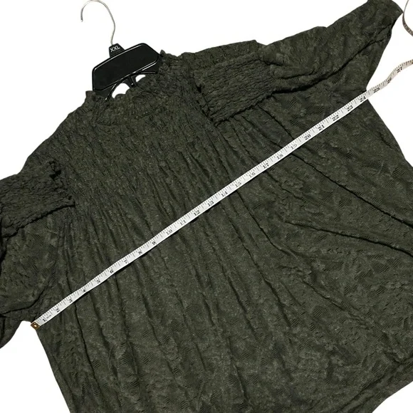 Deletta ANTHROPOLOGIE Olive Green Lace Long Sleeve Mock Neck Top - Picture 8 of 13